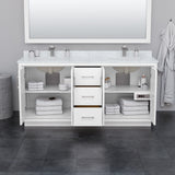 Icon 72 Inch Double Bathroom Vanity in White No Countertop No Sink Brushed Nickel Trim