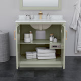 Strada 36 Inch Single Bathroom Vanity in Light Green No Countertop No Sink Satin Bronze Trim 34 Inch Mirror