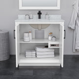 Strada 36 Inch Single Bathroom Vanity in White No Countertop No Sink Matte Black Trim