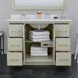 Strada 48 Inch Single Bathroom Vanity in Light Green No Countertop No Sink Satin Bronze Trim 46 Inch Mirror