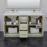 Strada 60 Inch Double Bathroom Vanity in Light Green No Countertop No Sink Matte Black Trim