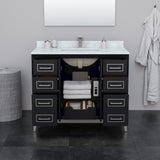 Marlena 42 Inch Single Bathroom Vanity in Black White Carrara Marble Countertop Undermount Square Sink Brushed Nickel Trim