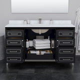 Marlena 60 Inch Single Bathroom Vanity in Black No Countertop No Sink Brushed Nickel Trim