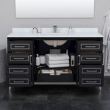 Marlena 60 Inch Single Bathroom Vanity in Black Carrara Cultured Marble Countertop Undermount Square Sink Brushed Nickel Trim