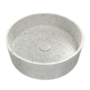 Ambia Round Terrazzo Vessel Sink in White