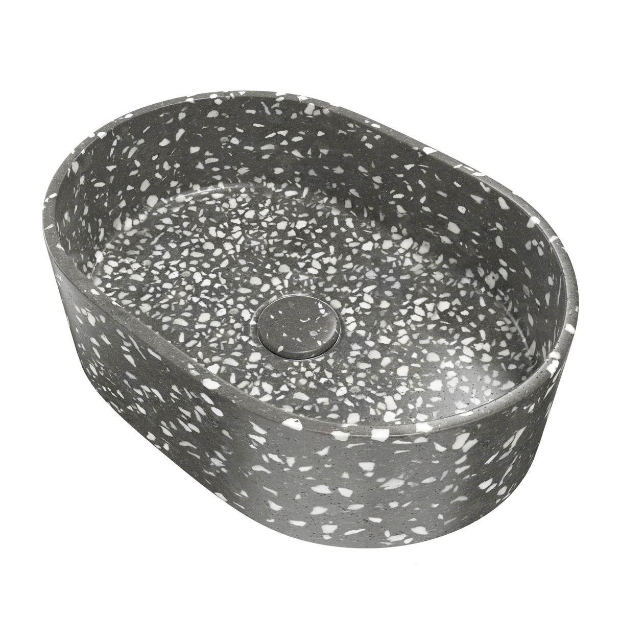 Ambia Oblong Terrazzo Vessel Sink in Dark Grey