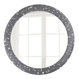 Ambia Terrazzo Framed Round Mirror in Dark Grey