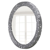 Ambia Terrazzo Framed Round Mirror in Dark Grey