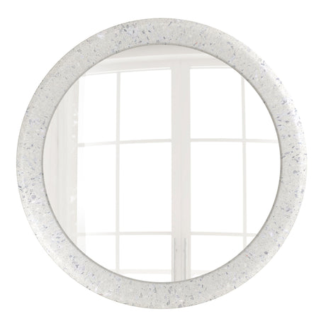 Ambia Terrazzo Framed Round Mirror in White
