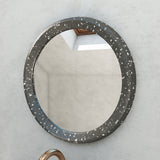 Ambia Terrazzo Framed Round Mirror in Dark Grey