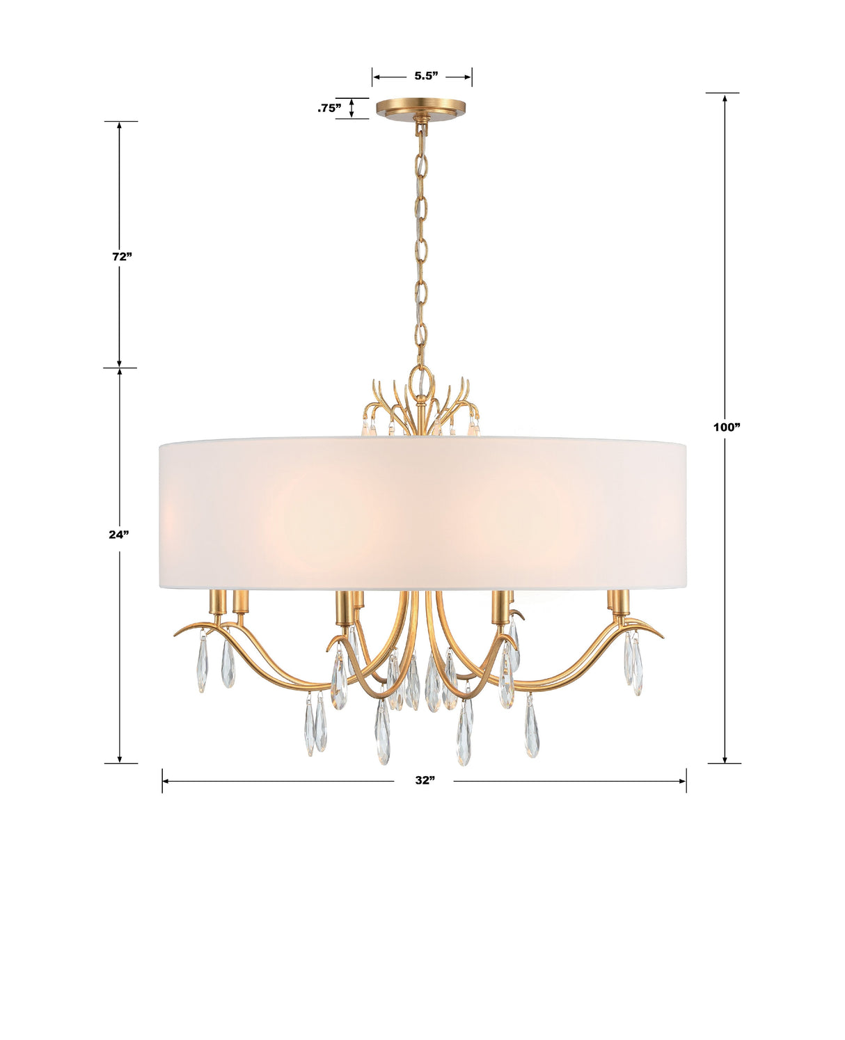 Rollins 8 Light Antique Gold Chandelier ROL-18808-GA