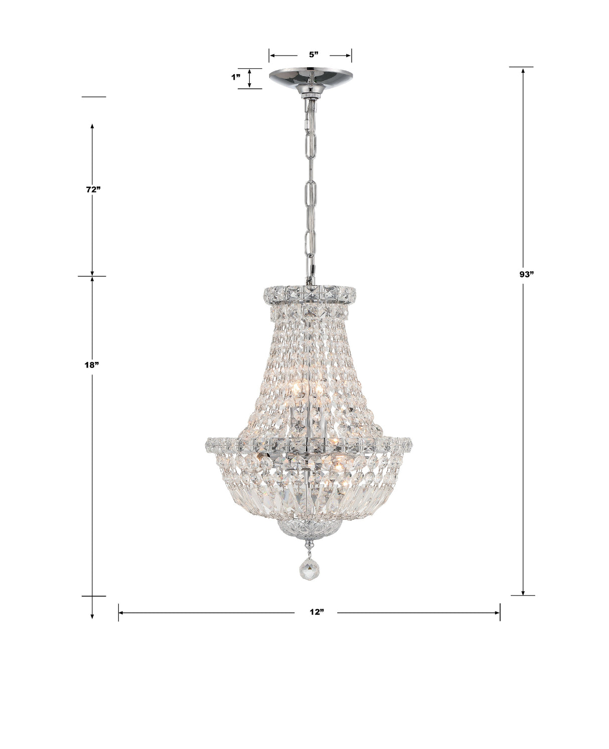 Roslyn 5 Light Polished Chrome Mini Chandelier ROS-A1006-CH-CL-MWP