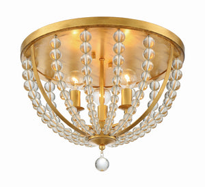 Roxy 3 Light Antique Gold Flush Mount ROX-A9000-GA