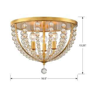 Roxy 3 Light Antique Gold Flush Mount ROX-A9000-GA