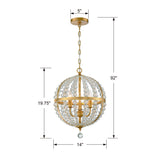 Roxy 3 Light Antique Gold Mini Chandelier ROX-A9003-GA