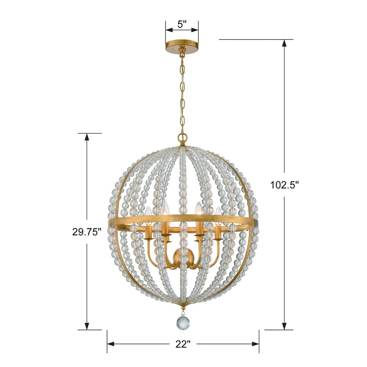 Roxy 6 Light Antique Gold Chandelier ROX-A9006-GA