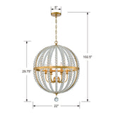 Roxy 6 Light Antique Gold Chandelier ROX-A9006-GA