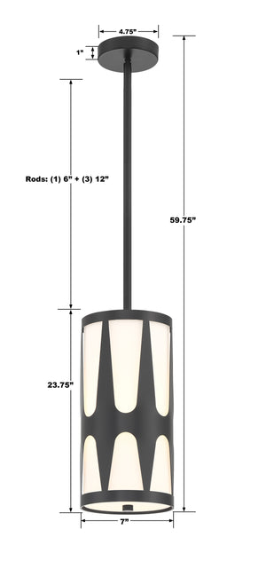 Royston 1 Light Black Mini Pendant ROY-801-BK