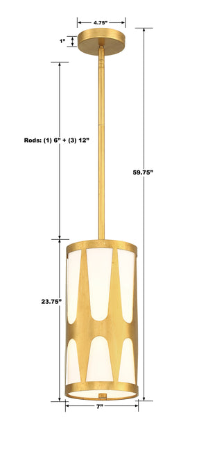 Royston 1 Light Black Mini Pendant ROY-801-BK