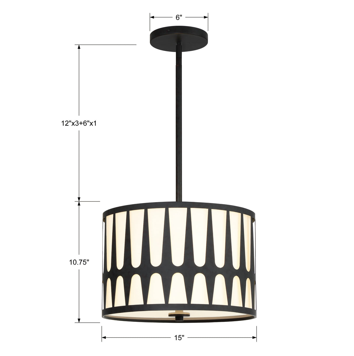 Royston 3 Light Black Mini Chandelier ROY-803-BK