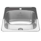 KINDRED RSL2020-10-1N Steel Queen 20.13-in LR x 20.56-in FB x 10-in DP Drop In Single Bowl 1-Hole Stainless Steel Laundry Sink In Linear Brushed Bowl with Mirror Finished Rim