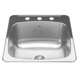 KINDRED RSL2020-10-3N Steel Queen 20.13-in LR x 20.56-in FB x 10-in DP Drop In Single Bowl 3-Hole Stainless Steel Laundry Sink In Linear Brushed Bowl with Mirror Finished Rim