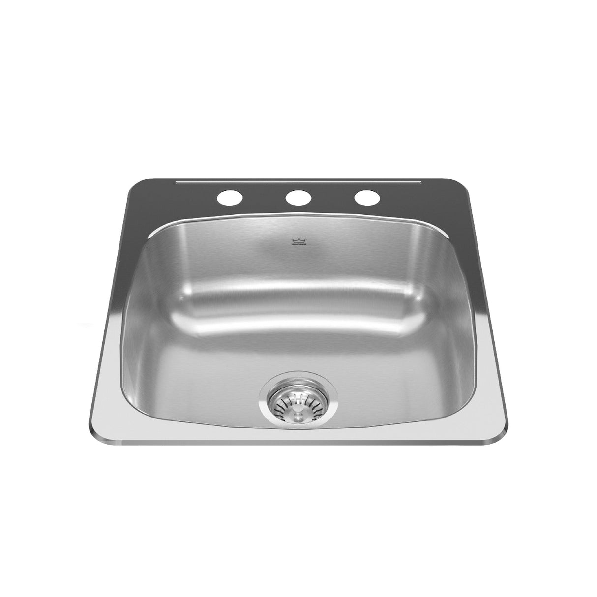 KINDRED RSL2020-3N Reginox 20.13-in LR x 20.56-in FB x 7-in DP Drop In Single Bowl 3-Hole Stainless Steel Kitchen Sink In Linear Brushed Bowl with Mirror Finished Rim