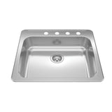 KINDRED RSLA2522-55-4N Reginox 25.62-in LR x 22-in FB Drop In Single Bowl 4-Hole Stainless Steel Kitchen Sink In Satin