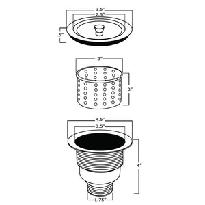 Ruvati RVA1025 Kitchen Sink Basket Strainer - Stainless Steel