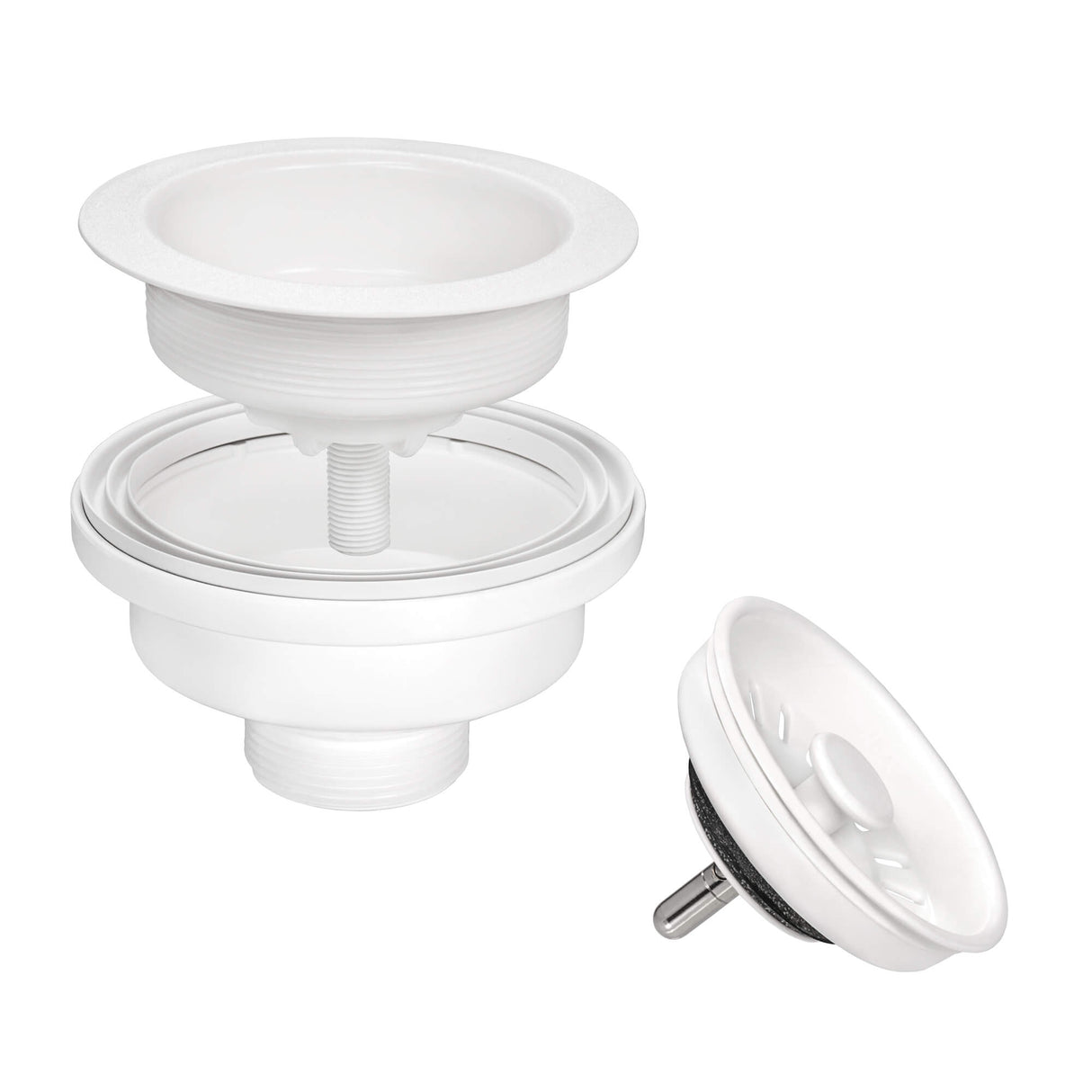 Ruvati Kitchen Sink Basket Strainer Drain Assembly - Matte White - RVA1038WH
