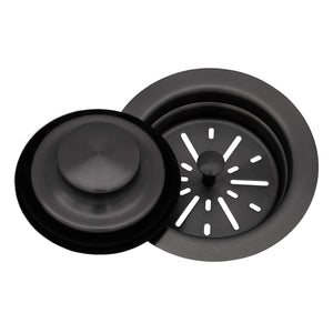 Ruvati Garbage Disposal Flange with Basket Strainer and Stopper - Gunmetal Black Stainless Steel - RVA1042BL