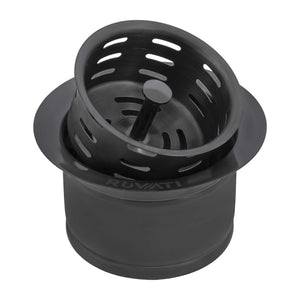 Ruvati Extended Garbage Disposal Flange with Deep Basket Strainer - Gunmetal Black Stainless Steel - RVA1049BL