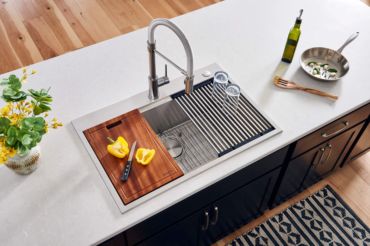Ruvati 17 x 11 inch LedgeFit Solid Wood Replacement Cutting Board for Ruvati Workstation Sinks - RVA1217