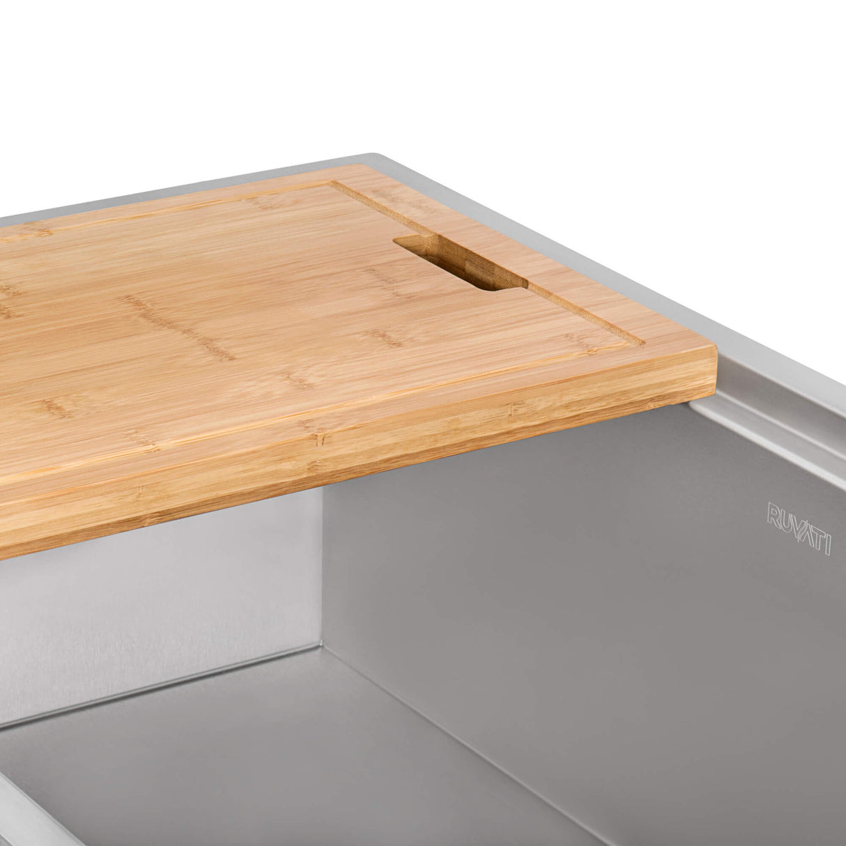 Ruvati 17 x 11 inch LedgeFit Bamboo Replacement Cutting Board for Ruvati Workstation Sinks - RVA1217BAM