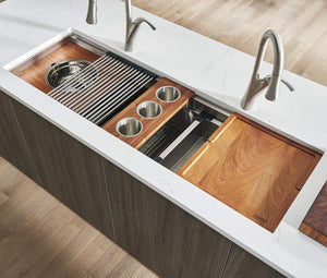 Ruvati 17 x 16 inch Solid Wood Dual-Tier Replacement Cutting Board for Ruvati Workstation Sinks - RVA1233