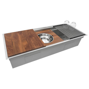 Ruvati Wood Platform with Mixing Bowl and Colander (complete set) for Workstation Sinks - RVA1288