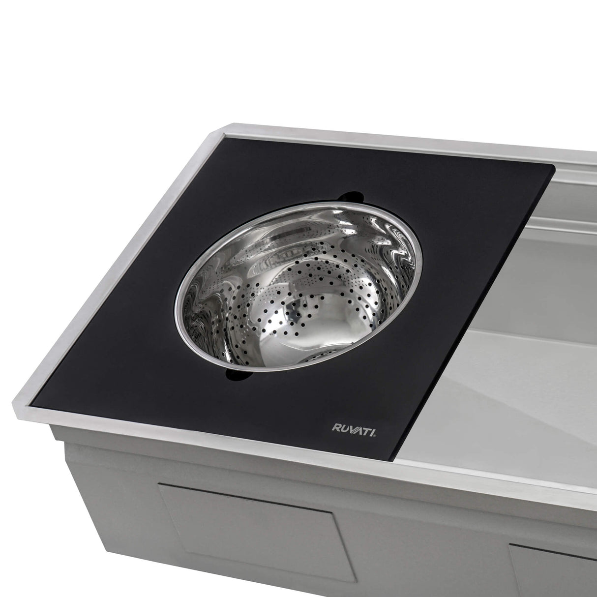 Ruvati Mixing Bowl and Colander with Black Composite Platform (complete set) for Workstation Sinks - RVA1288BWC