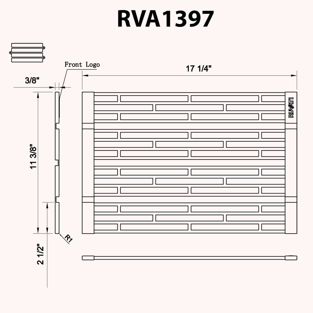 Ruvati Black Silicone Foldable Drying Rack for Workstation Sinks Trivet Window Pane Design - RVA1397