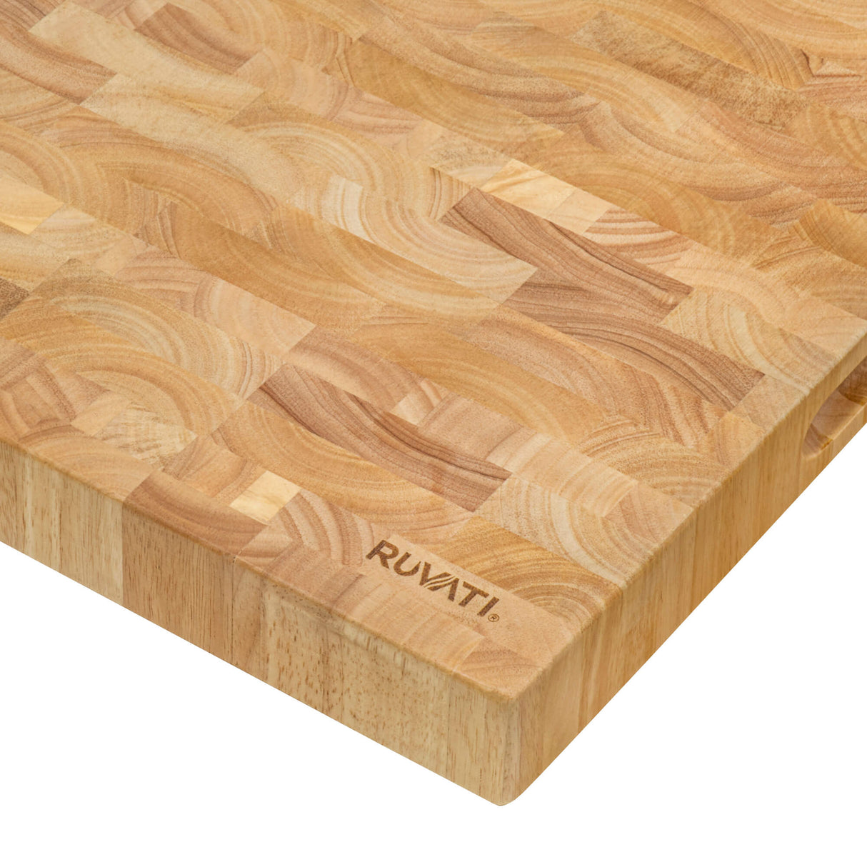Ruvati 17 x 16 x 2 inch thick End-Grain French Oak Butcher Block Solid Wood Large Cutting Board - RVA2445OAK