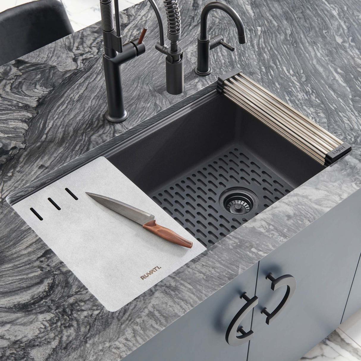 Ruvati Silicone Bottom Grid Sink Mat for RVG1302 and RVG2302 Sinks - Black - RVA41302BK