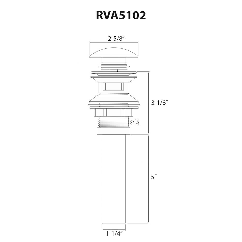 Ruvati White Ceramic Top Push Pop-up Drain for Bathroom Sinks without Overflow- RVA5102WH