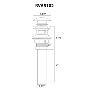 Ruvati Umbrella Style Push Pop-up Drain for Bathroom Sinks without Overflow - Chrome Finish - RVA5102CH