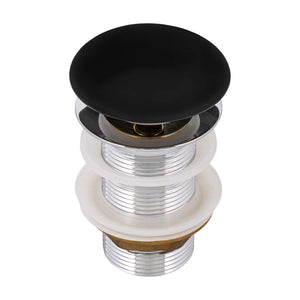 Ruvati Black Ceramic Top Push Pop-up Drain for Bathroom Sinks without Overflow- RVA5102BK