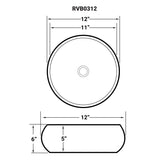 Ruvati 12 inch Bathroom Vessel Sink Round White Circular Above Counter Porcelain Ceramic - RVB0312