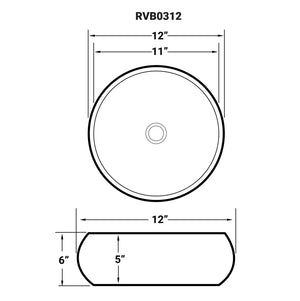 Ruvati 12 inch Bathroom Vessel Sink Round White Circular Above Counter Porcelain Ceramic - RVB0312