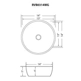 Ruvati 14 inch Bathroom Vessel Sink Round Gold Decorative Art Above Vanity Counter White Ceramic - RVB0314WG