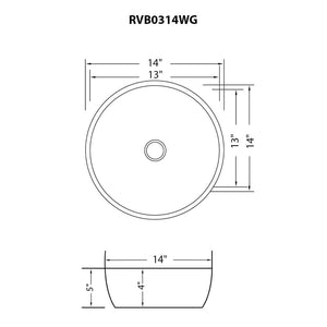 Ruvati 14 inch Bathroom Vessel Sink Round Gold Decorative Art Above Vanity Counter White Ceramic - RVB0314WG