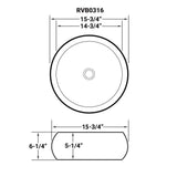 Ruvati 16 inch Bathroom Vessel Sink Round White Above Counter Circular Porcelain Ceramic - RVB0316