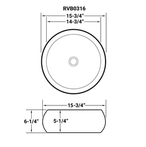 Ruvati 16 inch Bathroom Vessel Sink Round White Above Counter Circular Porcelain Ceramic - RVB0316