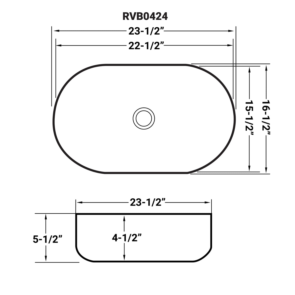 Ruvati 24 x 16 inch Bathroom Vessel Sink White Oval Above Vanity Countertop Porcelain Ceramic - RVB0424